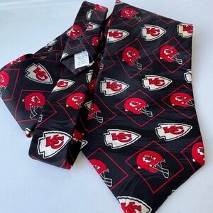 Vintage 1996 Kansas City Chiefs Ralph Marlin Silk Tie NFL Football Helmet Logo